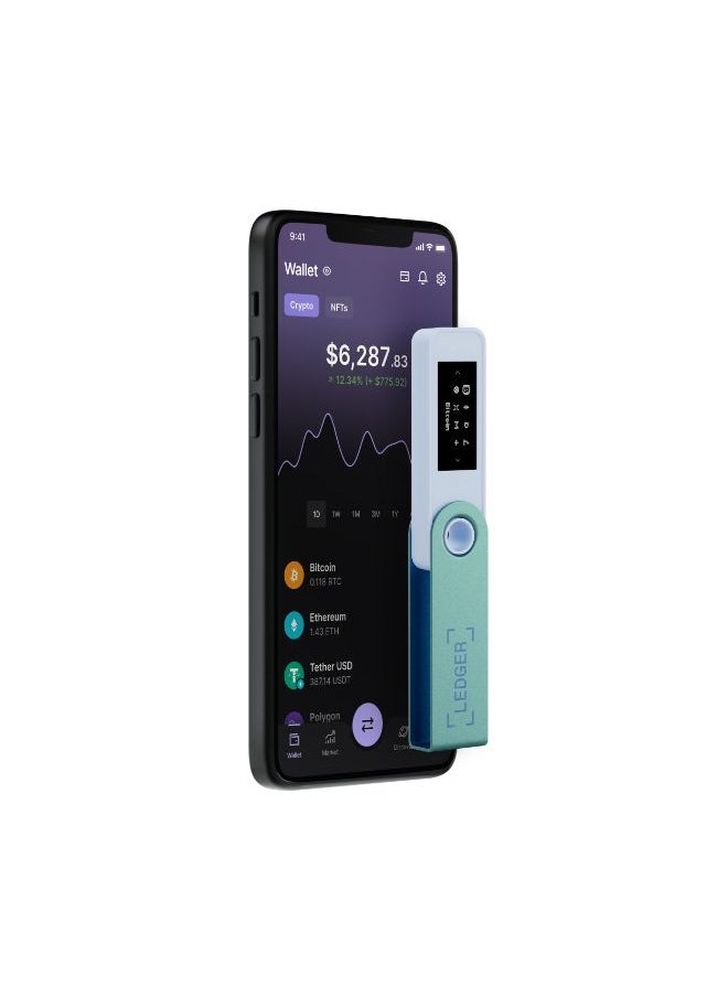 Ledger - Nano S Plus Hardware Wallet | Safest Crypto & NFT Cold Storage, OLED Screen, Type-C Connectivity, 5000+ Coins Supported, for Android, MacOS & Windows - Pastel Green - Image 1