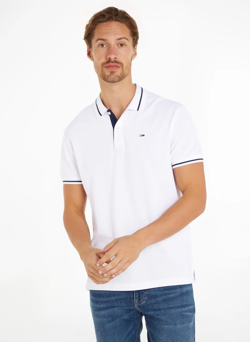 TOMMY JEANS Logo Regular Fit Tipped Polo