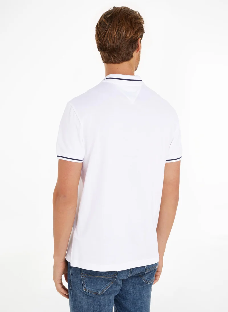 TOMMY JEANS Logo Regular Fit Tipped Polo