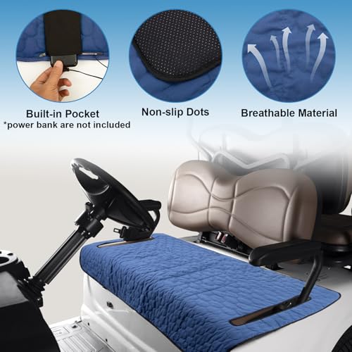 TUYUU TUYU Heated Golf Cart Seat CoverNonSlip Winter Golf Cart Seat Warmer Towel Blanket for 2Person Seats Club Car Golf Cart Accessories Gift for Men52 32 inch Keeps Warm and Clean - Image 3