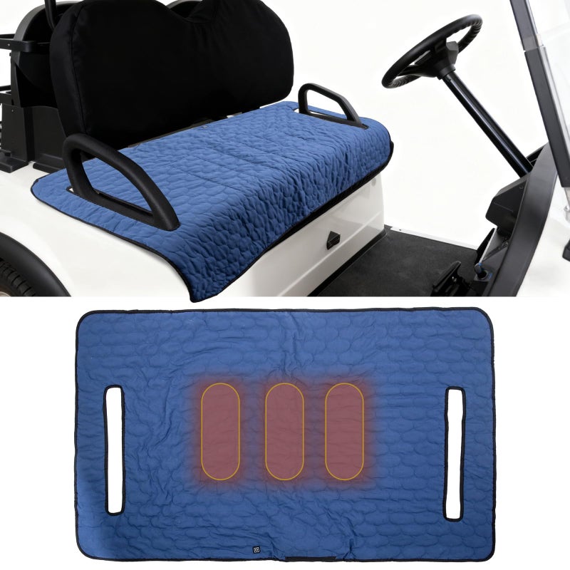 TUYUU TUYU Heated Golf Cart Seat CoverNonSlip Winter Golf Cart Seat Warmer Towel Blanket for 2Person Seats Club Car Golf Cart Accessories Gift for Men52 32 inch Keeps Warm and Clean - Image 2