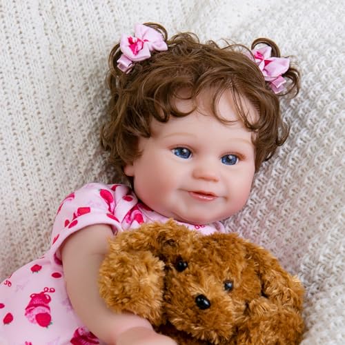 EKOKIZ Lifelike Reborn Baby Dolls Girl 20Inch Realistic Baby Doll with Hair Baby Doll That Looks Real Cloth Body Newborn Girl with Complete Accessories for Kids 3 Lovely Pretty Girls - Image 1