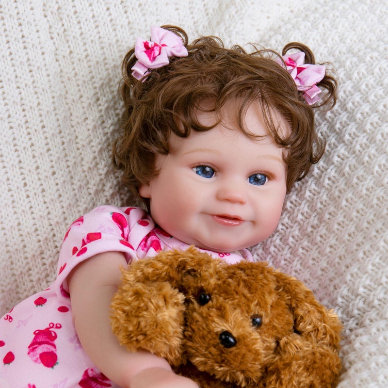EKOKIZ Lifelike Reborn Baby Dolls Girl 20Inch Realistic Baby Doll with Hair Baby Doll That Looks Real Cloth Body Newborn Girl with Complete Accessories for Kids 3 Lovely Pretty Girls - Image 3