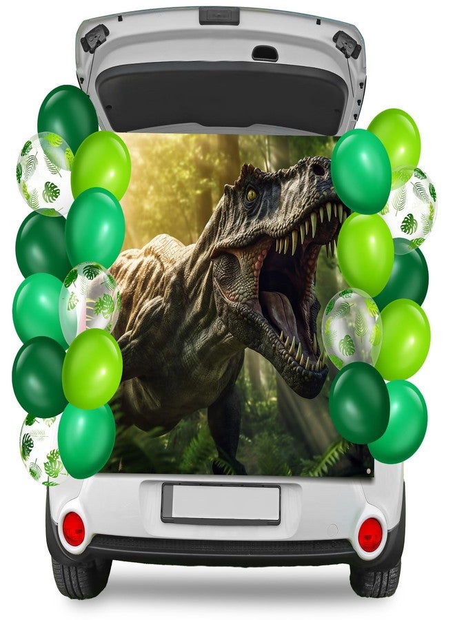 بانيلي مجموعة تزيين سيارات الهالوين من بانيلي، بتصميم ديناصور، مناسبة لتوزيع الحلوى في صندوق السيارة، تتضمن مجموعة تزيين سيارات الدفع الرباعي بتصميم ديناصور تيرانوصور، بالإضافة إلى لوازم حفلات خارجية قابلة للنفخ بتصميم ديناصور. - Image 1