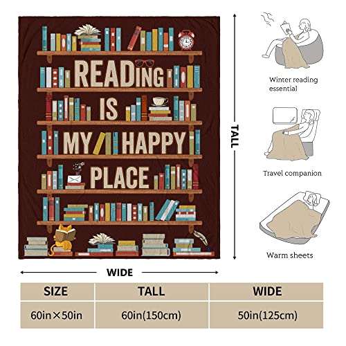 CUJUYO Book Lovers Gifts Blanket - Librarian Gifts Throw Blankets 60"x50" - Book Club Gifts for Reading Lover Bookish - Literary Gift Ideas - Best Bookworm Gifts on Birthday Christmas Graduation - Image 2