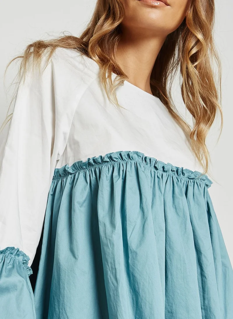 i love friday Colourblock Ruffle Detail Top