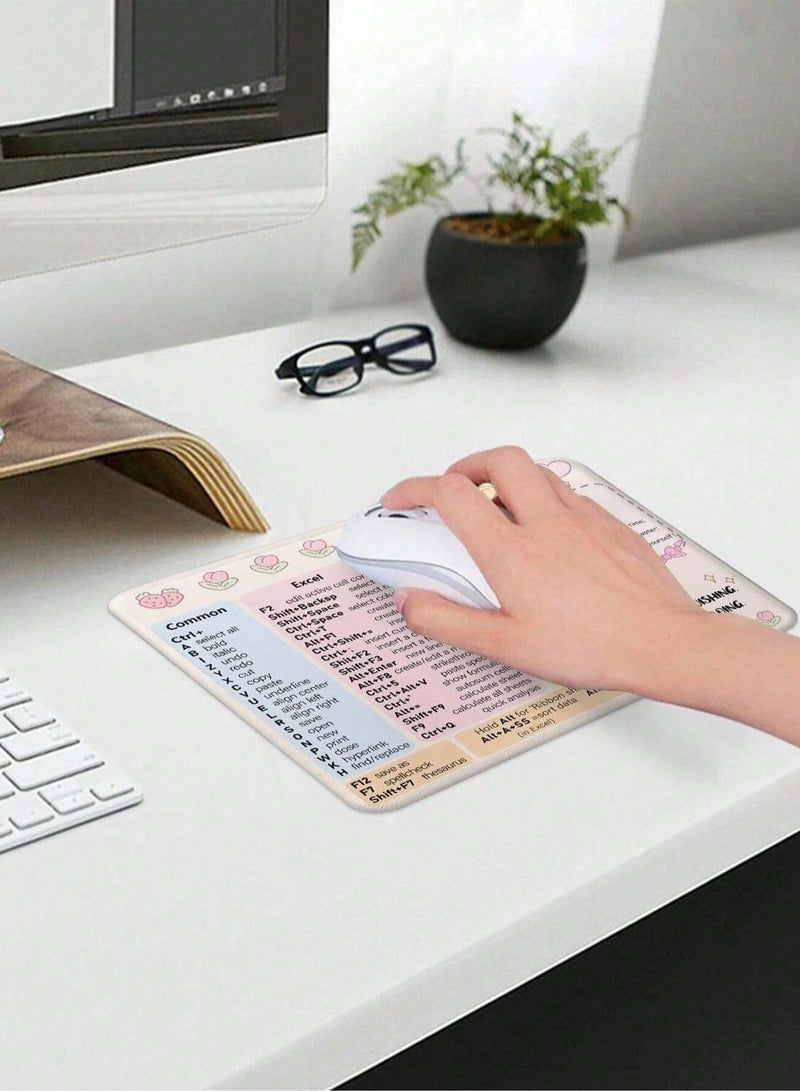 Mouse pad with multiple shortcut designs and motivational phrases, decorated with a cute bear to help boost performance and increase productivity at work and in study. - Image 3