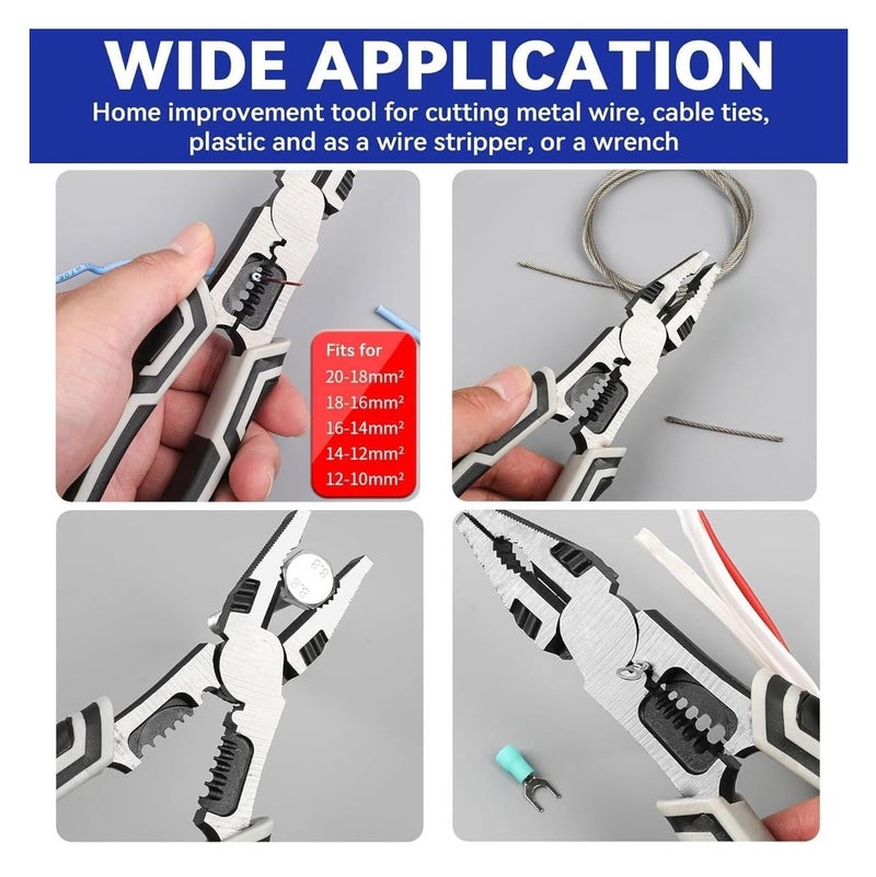 CRULAC 6in1 Multifunctional Combination Wire Plier Wire Stripper Gripper Cutter Crimper Antislip Handle Wrench - Image 3