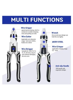 CRULAC CRULAC 6in1 Multifunctional Combination Wire Plier Wire Stripper Gripper Cutter Crimper Antislip Handle Wrench  - Image 5