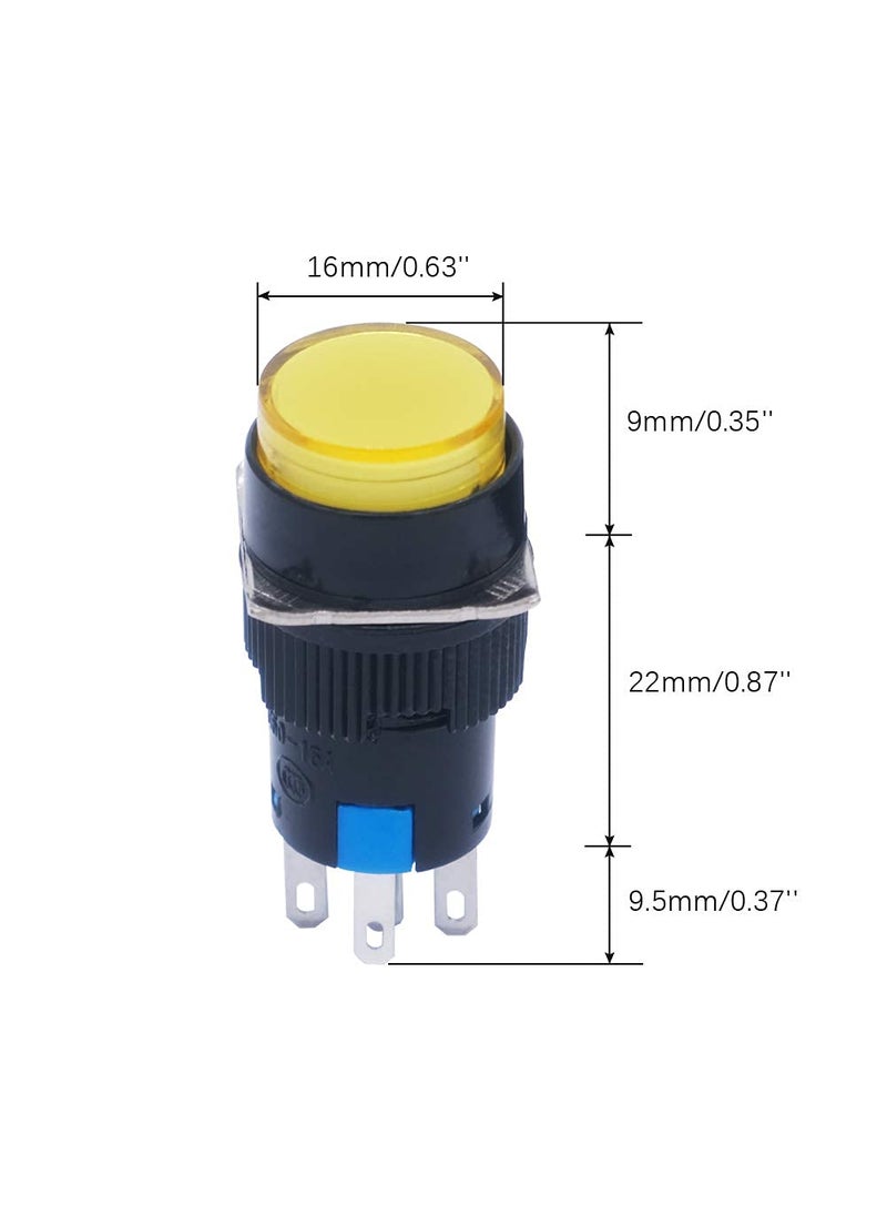 KAMCON KAMCON 16mm Push Button Switch Momentary Round Cap LED Lamp Red YellowBlueGreen Light DC 24V SPDT 5 Pin 1 Set of RBGY  - Image 4