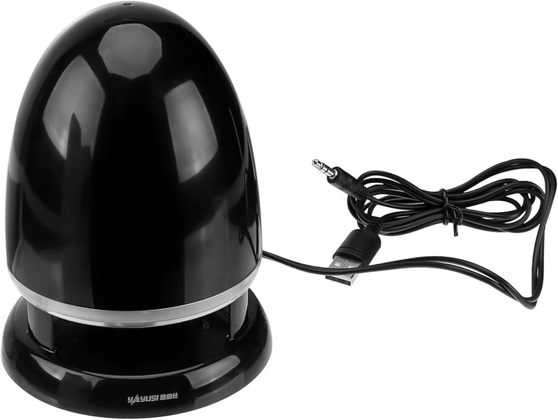 مكبر صوت صغير متعدد الوسائط مع إدخال 3.5 مم، يعمل بالطاقة عبر USB، مضخم صوت محمول مع إضاءة LED وأجهزة تهتز من أجل السفر والكمبيوتر، أسود وأزرق - Image 1