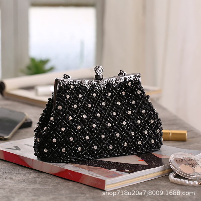 Chinese Style Niche Designer Chinoiserie Women'S Bag Cheongsam Handbag Evening Bag Pearl Bag 7566-01 - Image 4