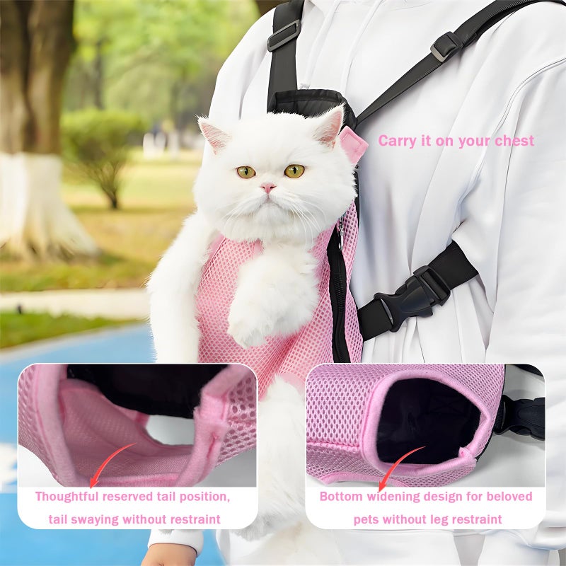 Yehenarn Pet Carrier Backpack, Adjustable Pet Front Carriers for Small Medium Dogs Cats 5-18 Lbs, Legs Out, Dog Cat Carrier Backpack for Hiking,Camping,Traveling,Cycling (Pink, Largeï¼ˆFit:10-18lbï¼‰ - Image 5