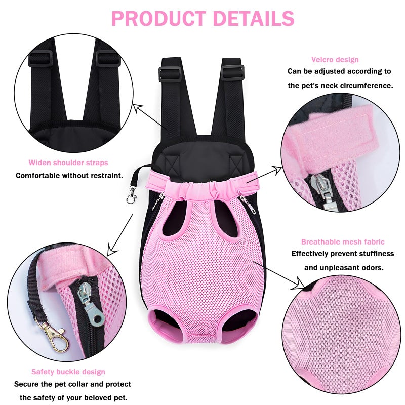 Yehenarn Pet Carrier Backpack, Adjustable Pet Front Carriers for Small Medium Dogs Cats 5-18 Lbs, Legs Out, Dog Cat Carrier Backpack for Hiking,Camping,Traveling,Cycling (Pink, Largeï¼ˆFit:10-18lbï¼‰ - Image 3