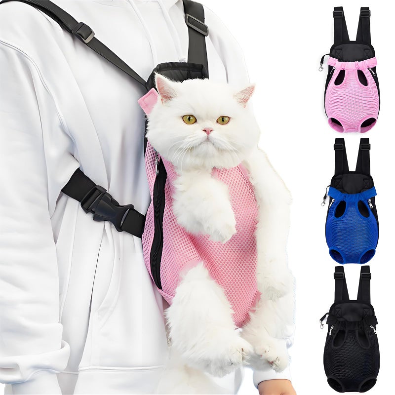 Yehenarn Pet Carrier Backpack, Adjustable Pet Front Carriers for Small Medium Dogs Cats 5-18 Lbs, Legs Out, Dog Cat Carrier Backpack for Hiking,Camping,Traveling,Cycling (Pink, Largeï¼ˆFit:10-18lbï¼‰ - Image 1