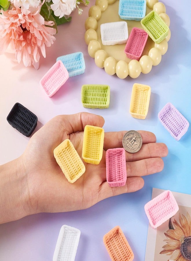 BB Beadthoven Beadthoven 20Pcs 10 Colors Miniature Dollhouse Rattan Baskets Mini Woven Food Bread Baskets Kitchen Accessory Mini Wicker Tray Tableware Ornaments for Dollhouse Micro Landscape Decorations - Image 3