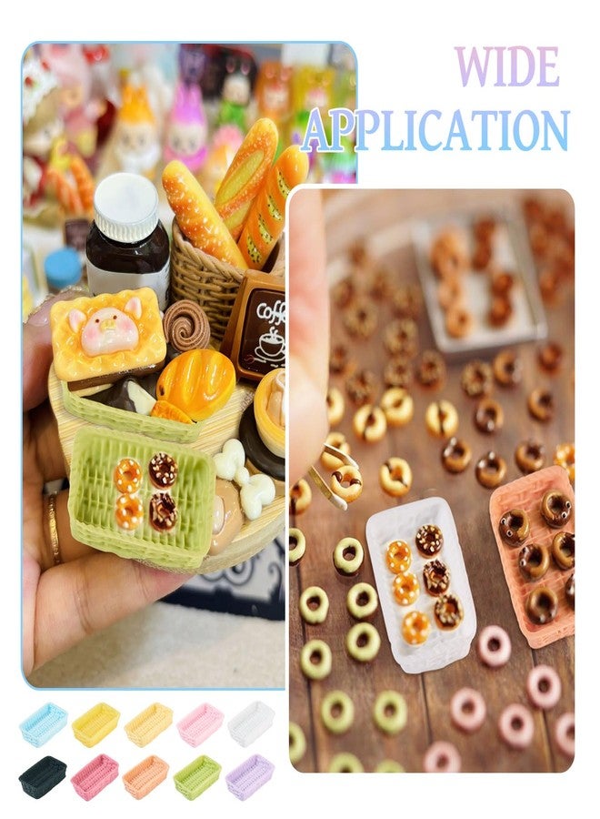 BB Beadthoven Beadthoven 20Pcs 10 Colors Miniature Dollhouse Rattan Baskets Mini Woven Food Bread Baskets Kitchen Accessory Mini Wicker Tray Tableware Ornaments for Dollhouse Micro Landscape Decorations - Image 4