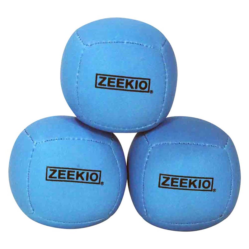 Zeekio Lunar Juggling Balls Set of 3 Professional UV Reactive 6Panel Balls Synthetic Leather Millet Filled 110g Each Solid Blue - Image 2