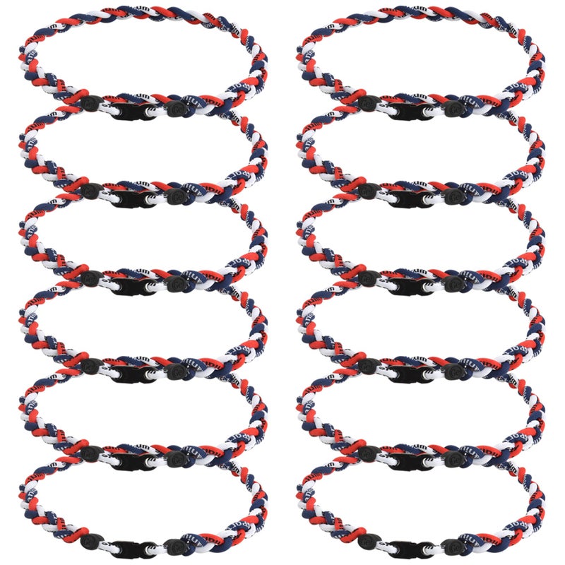 JEANUE 12Pack Baseball Necklaces for Boys, 18inches Braided Rope Tornado Titanium Sports Necklaces, Ideal for Baseball Team Gifts, Party Favors, Baseball Accessories Dripï¼ŒMulti-Color - Image 1