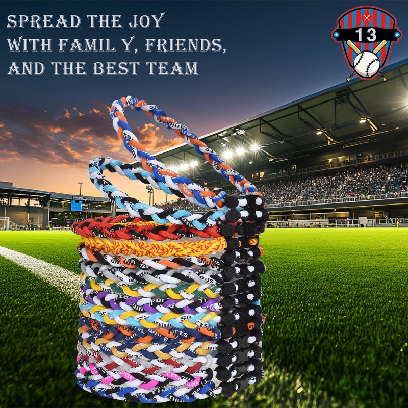 JEANUE 12Pack Baseball Necklaces for Boys, 18inches Braided Rope Tornado Titanium Sports Necklaces, Ideal for Baseball Team Gifts, Party Favors, Baseball Accessories Dripï¼ŒMulti-Color - Image 3