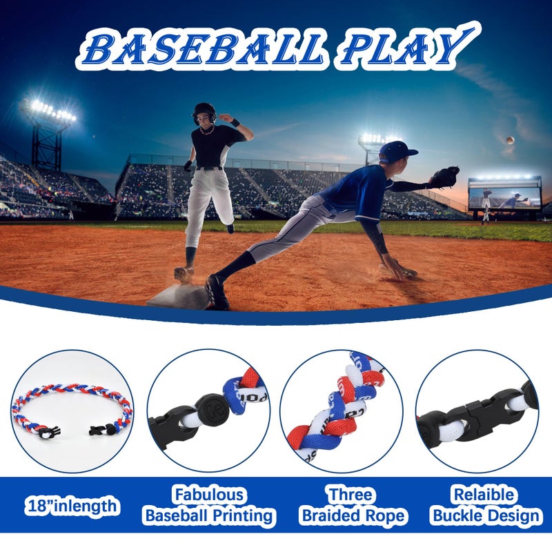 JEANUE 12Pack Baseball Necklaces for Boys, 18inches Braided Rope Tornado Titanium Sports Necklaces, Ideal for Baseball Team Gifts, Party Favors, Baseball Accessories Dripï¼ŒMulti-Color - Image 5