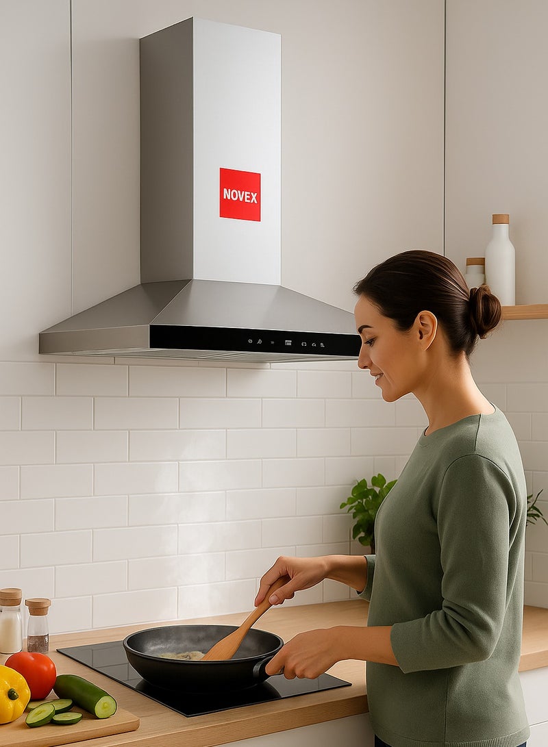 NOVEX Cooker Hood 90cm with Touch Panel Square  Silver - Image 1