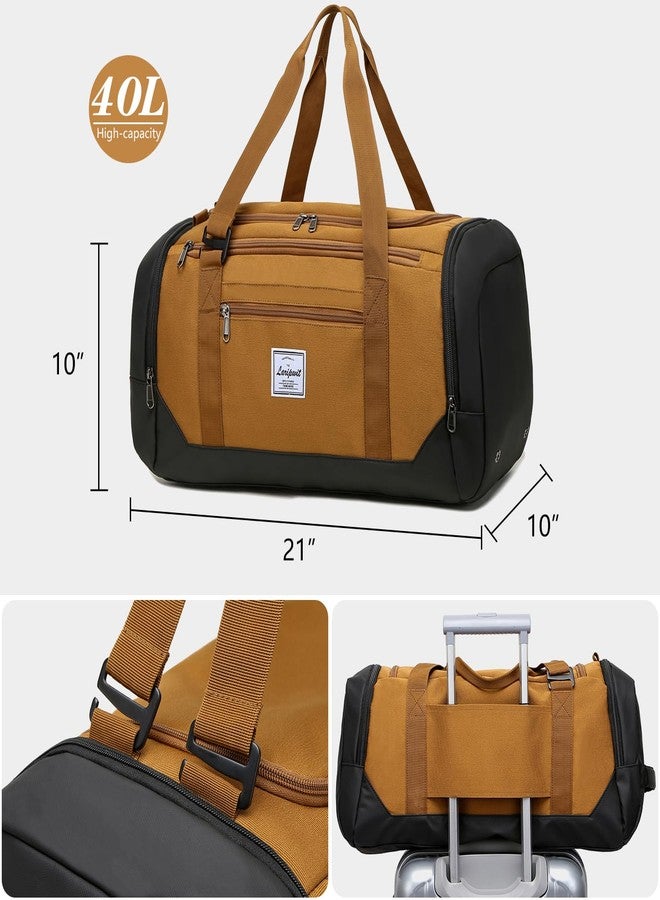 Laripwit Gym Bags for Men, 40L Medium Sports Travel Duffel Bag with Shoe Compartment & Wet Pocket Lightweight Gym Duffle Bag Backpack Multipurpose Weekender Overnight Backpack for Women, Brown - Image 5