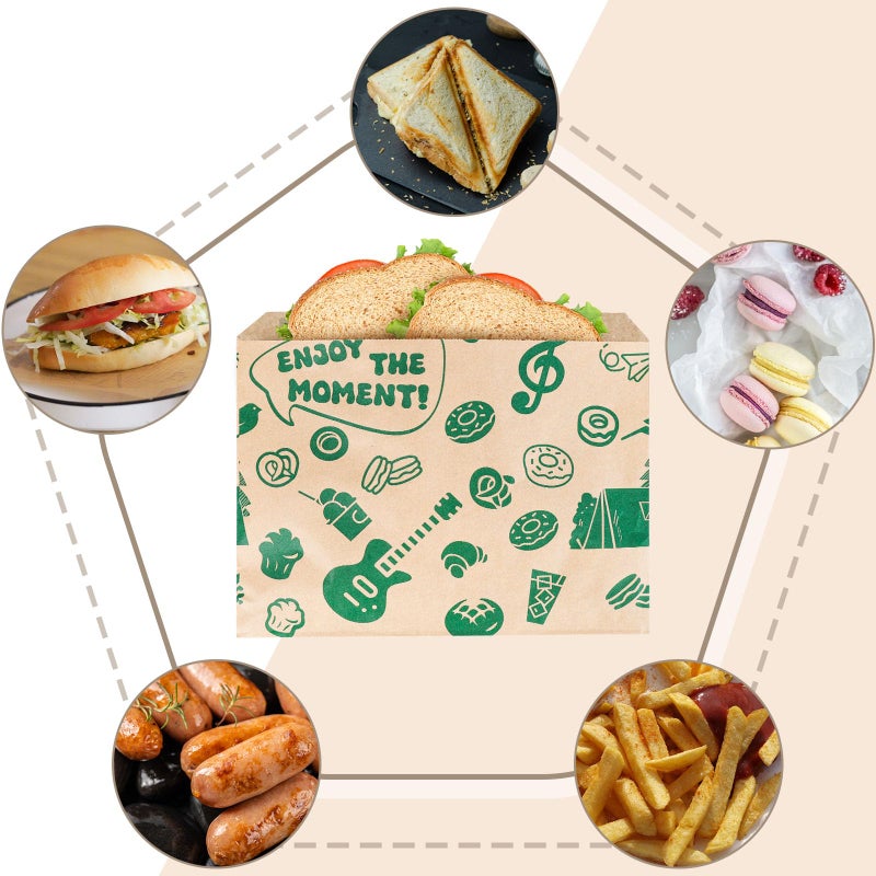 VGOODALL 50PCS Paper Sandwich Bags, 8.1 x 6.6 Inch Small Snack Bags Grease-Resistant Wax Paper for Food Storage Picnic - Image 5
