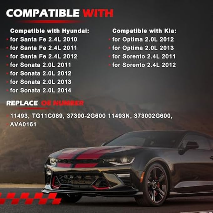 Autodevil 11493 New Alternator for Santa Fe 2.4L 2010-2012, for Sonata 2.0L 2011-2014, for Optima 2.0L 2012-2013, for Sorento 2.4L 2011-2012, Automotive Replacement Alternators 12V 110A - Image 2