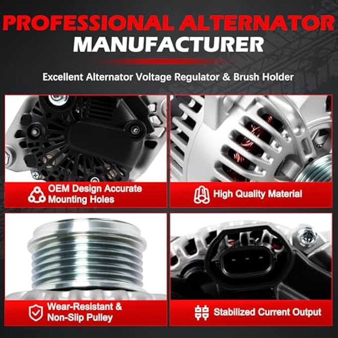 Autodevil 11493 New Alternator for Santa Fe 2.4L 2010-2012, for Sonata 2.0L 2011-2014, for Optima 2.0L 2012-2013, for Sorento 2.4L 2011-2012, Automotive Replacement Alternators 12V 110A - Image 5
