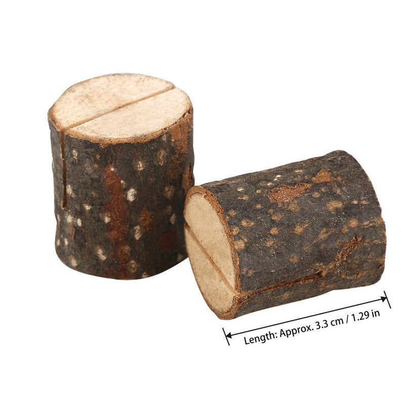 Rustic Wooden Stump Note Holder Photo Clip Wedding Decor Small card slot 