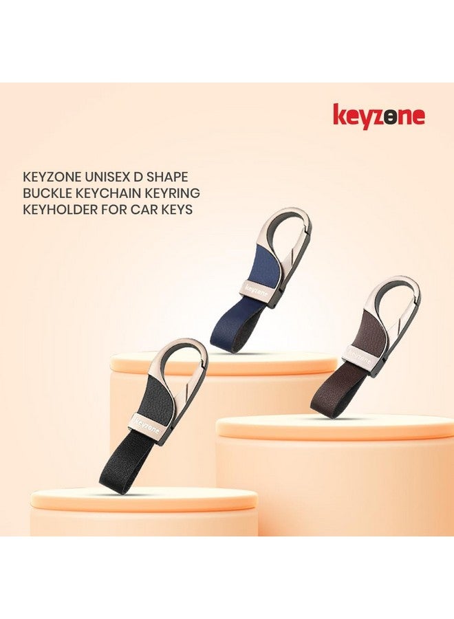 keyzone Unisex D Shape Buckle Keychain Keyring Keyholder for Car Keys (Black) - Image 2