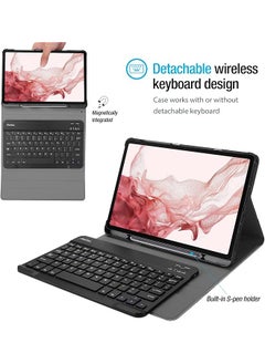 Procases Galaxy Tab S8 S7 Keyboard Case 11 Inch Slim Lightweight Protective Cover With Magnetically Detachable Wireless Keyboard For Samsung X700 X706 T870 T875 T878 2022 2020 Release -Black  - Image 3