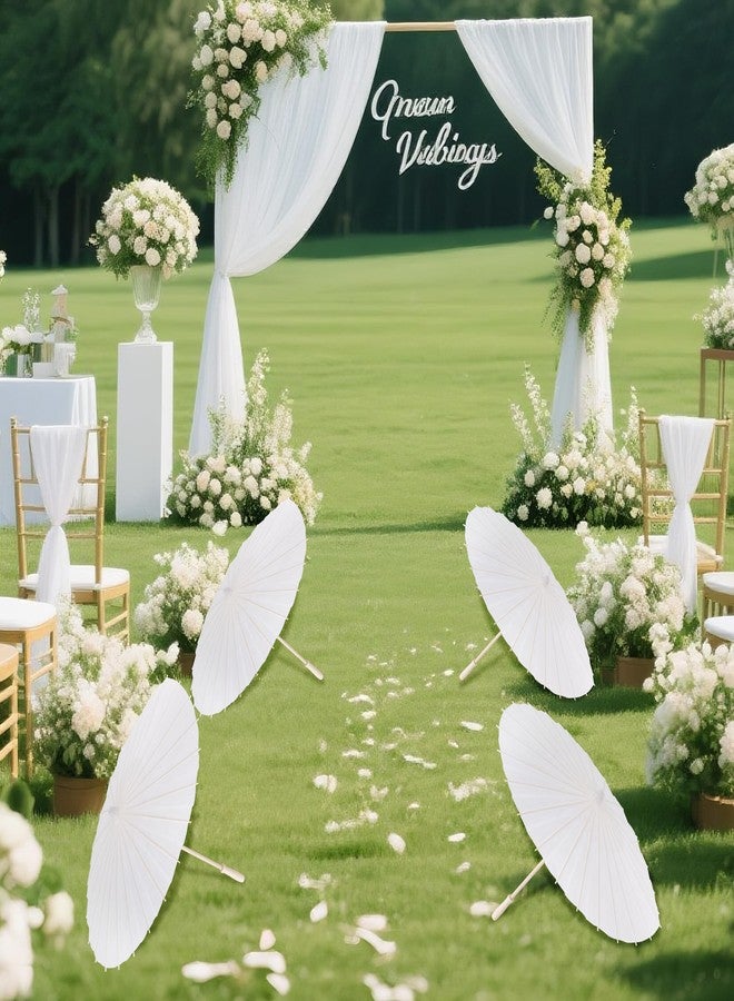 jiebor 6 Pcs White Parasol Paper Wedding Chinese Decorative Japanese Umbrellas 23.6 Inch for Guests DIY Painting Bridal Party Home Decor - Image 5