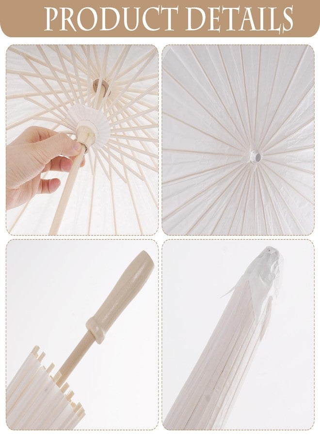 jiebor 6 Pcs White Parasol Paper Wedding Chinese Decorative Japanese Umbrellas 23.6 Inch for Guests DIY Painting Bridal Party Home Decor - Image 3