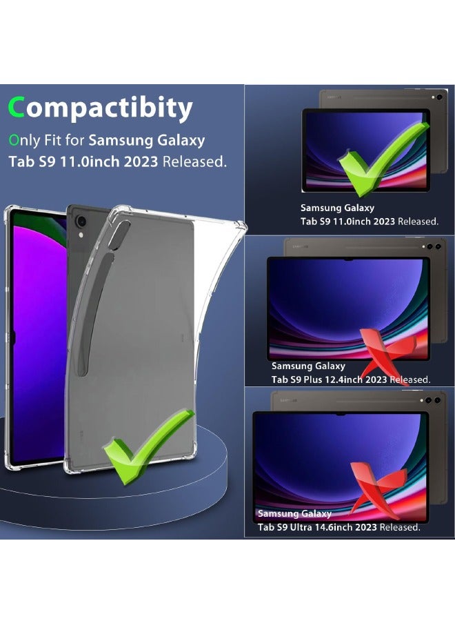 Samsung Galaxy Tab S9 Case, Shockproof Impact Resistant Flexible Cover, Slim and Light, Yellowing Resistant, Shockproof Anti-Drop Cover for Samsung Galaxy Tab S9 11inch 2023 (Clear) - Image 2