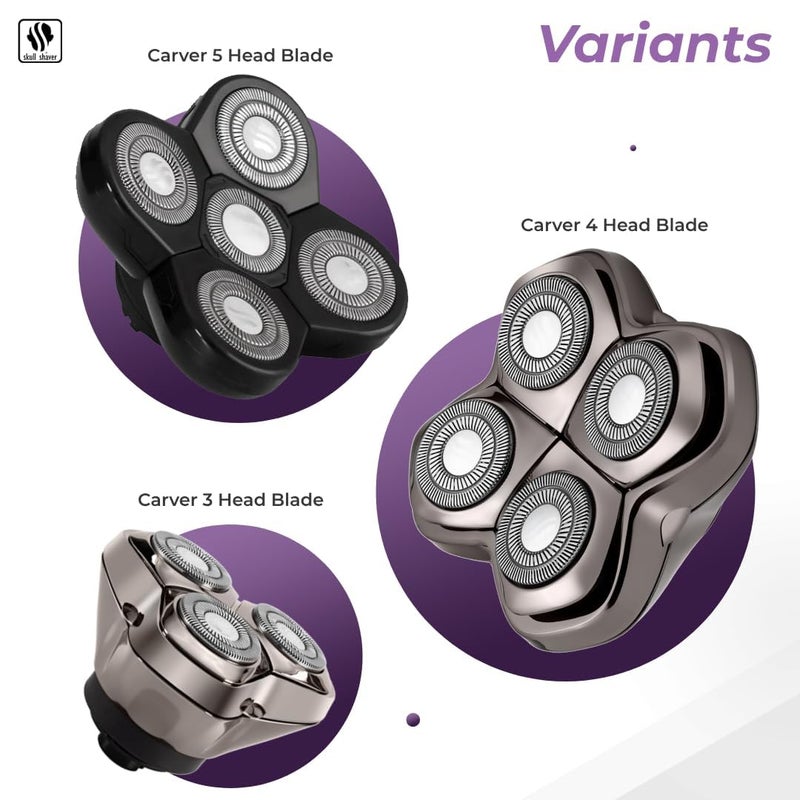 Skull Shaver Carver PRO 4 Head Replacement Blade - Shaver Blade for Wet & Dry Shaving - Rotary Heads Design - Japanese Stainless Steel - Compatible with Pitbull, Palm & Butterfly Kiss Shavers - Image 5