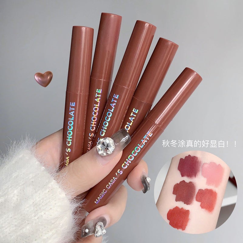 Magic Casa Chocolate Five Lip Glaze Suit Matte Matte Not Easy To Fade Lipstick Makeup For Students - Image 4