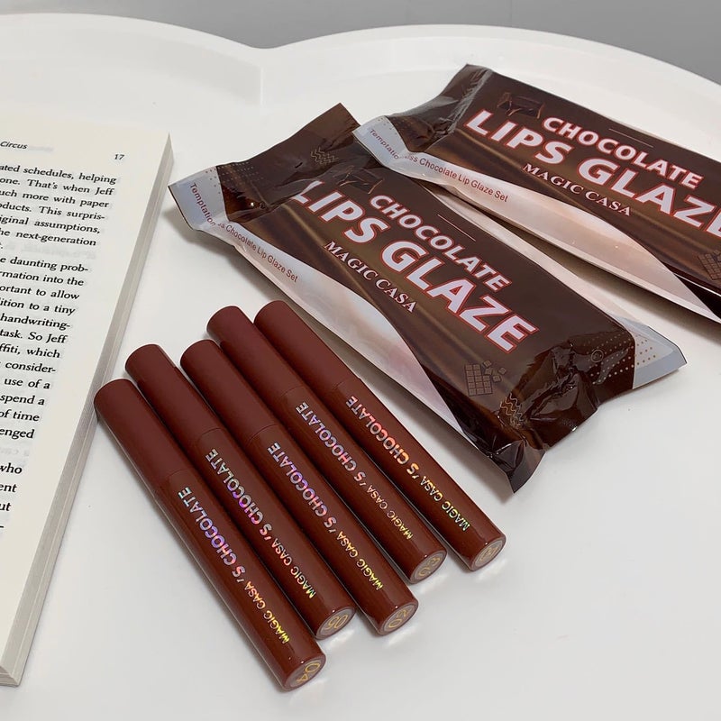 Magic Casa Chocolate Five Lip Glaze Suit Matte Matte Not Easy To Fade Lipstick Makeup For Students - Image 5