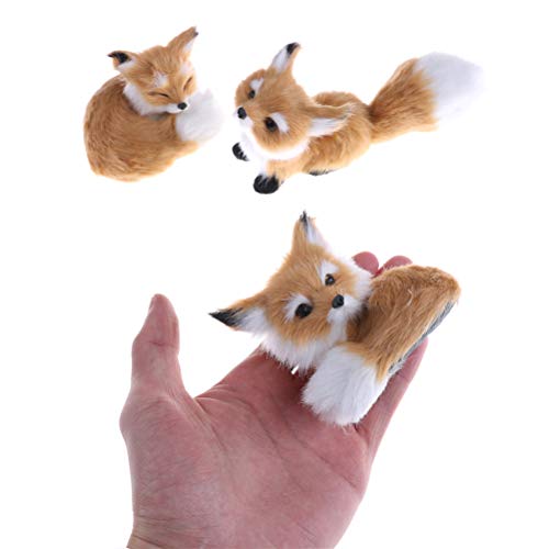 GUDVES Simulation Brown Fox Toy Furs Squatting Fox Model Home Decoration Animals World with Static Action Figures Plush Mini Fox (Pitching), 6 inches - Image 2