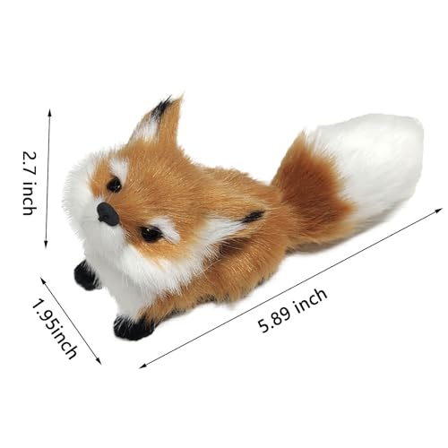 GUDVES Simulation Brown Fox Toy Furs Squatting Fox Model Home Decoration Animals World with Static Action Figures Plush Mini Fox (Pitching), 6 inches - Image 4