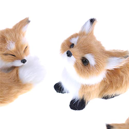 GUDVES Simulation Brown Fox Toy Furs Squatting Fox Model Home Decoration Animals World with Static Action Figures Plush Mini Fox (Pitching), 6 inches - Image 3