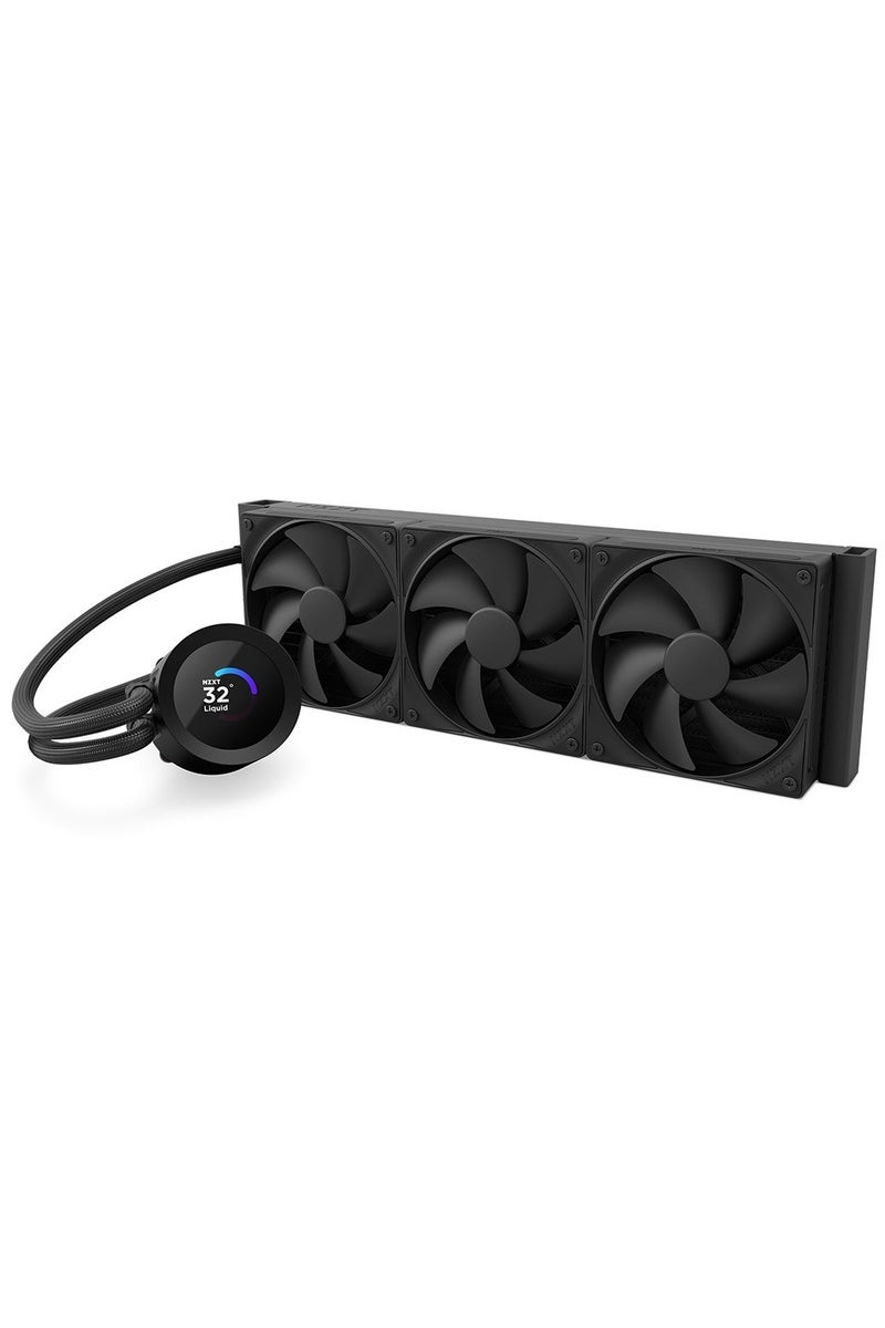 NZXT Kraken 360 Plus 360mm AIO Liquid CPU Cooler, 2.36" Customizable LCD Display, High-Performance Pump, 3x 120mm Static Pressure Fans, CAM Software Control, Intel LGA 1700/1200/115X/2011/2066 & AMD AM4/AM5 Compatible, Non-RGB, Black | RL-KN360-B2 - Image 3