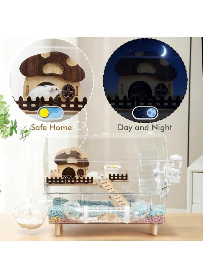YOUWE7 9 in 1 Acrylic Hamster Cage with all accessories,2-Layer Hamster House with full transparent Viewing,Top Open Mouse Cage for Pet Mice,large Hamster Habitat for Hamster,Gerbils 45 * 28 * 34CM - Image 5