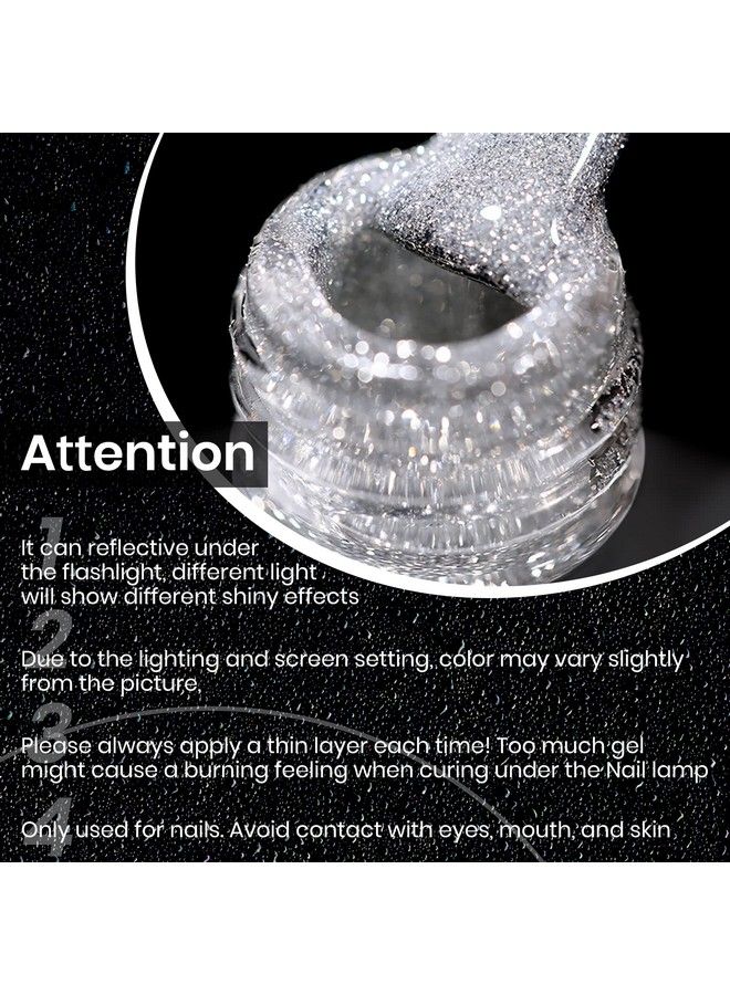 SUPWEE 10Ml Reflective Glitter Gel Nail Polish Sparkling Diamond Nail Polish Gel Silver Nail Polish Soak Off Uv Gel - Image 4