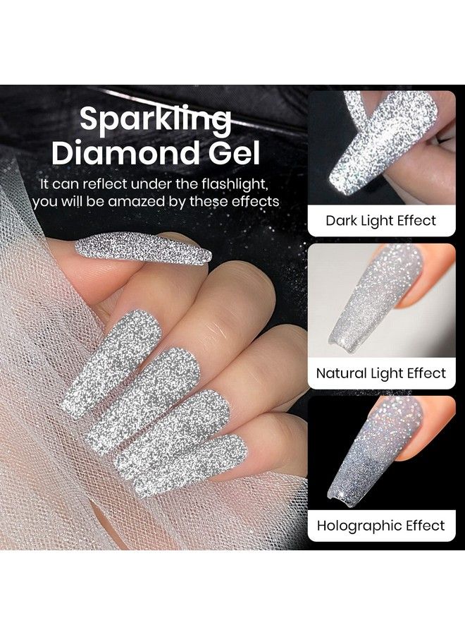 SUPWEE 10Ml Reflective Glitter Gel Nail Polish Sparkling Diamond Nail Polish Gel Silver Nail Polish Soak Off Uv Gel - Image 5