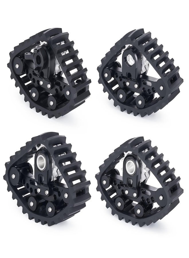 AMK SCX24 Snow Tracks Wheels Set, 4PCS RC Tracked Wheels Track Conversion Kit for 1/24 Scale Axial SCX24 Crawler, Aluminum & Rubber Snow Sand Mud Track Upgrade (Black) - Image 1