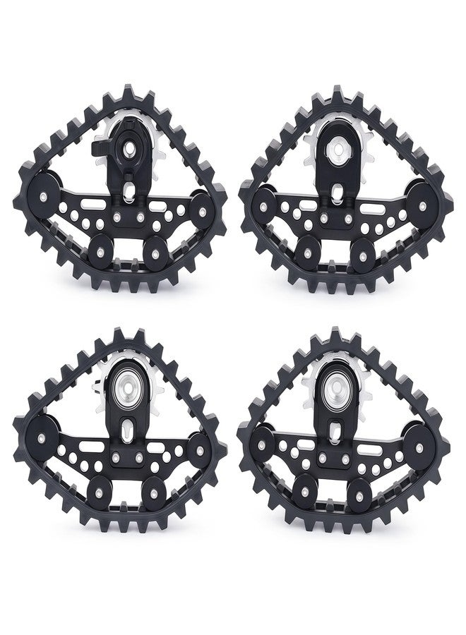 AMK SCX24 Snow Tracks Wheels Set, 4PCS RC Tracked Wheels Track Conversion Kit for 1/24 Scale Axial SCX24 Crawler, Aluminum & Rubber Snow Sand Mud Track Upgrade (Black) - Image 2