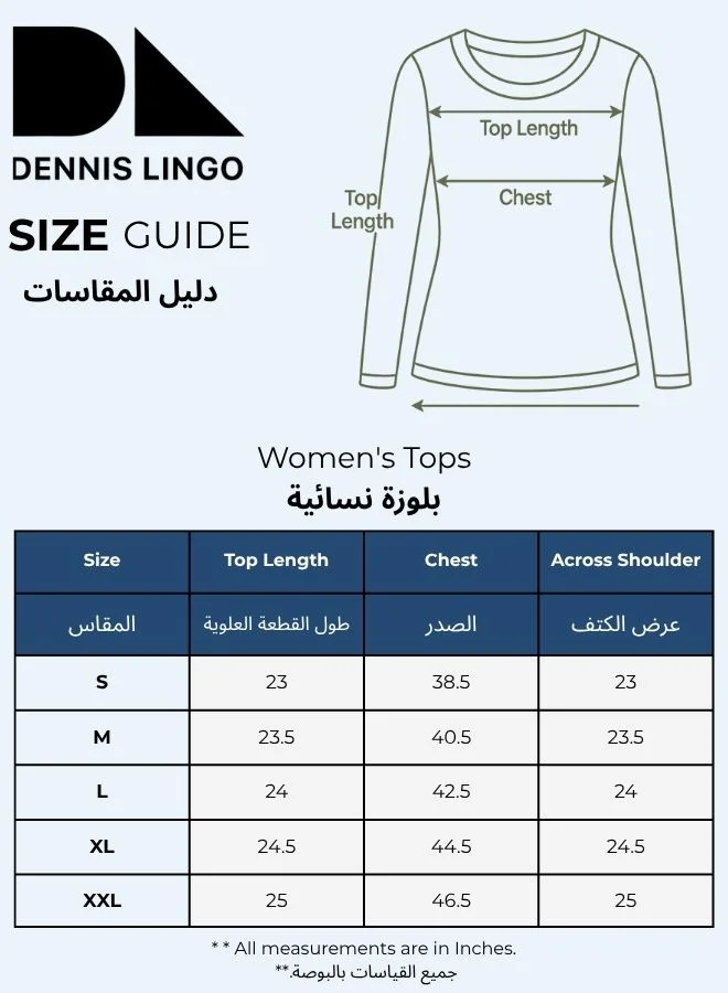 دينيس لينغو Khaki Viscose Moss Top for Women, Comfortable Fit