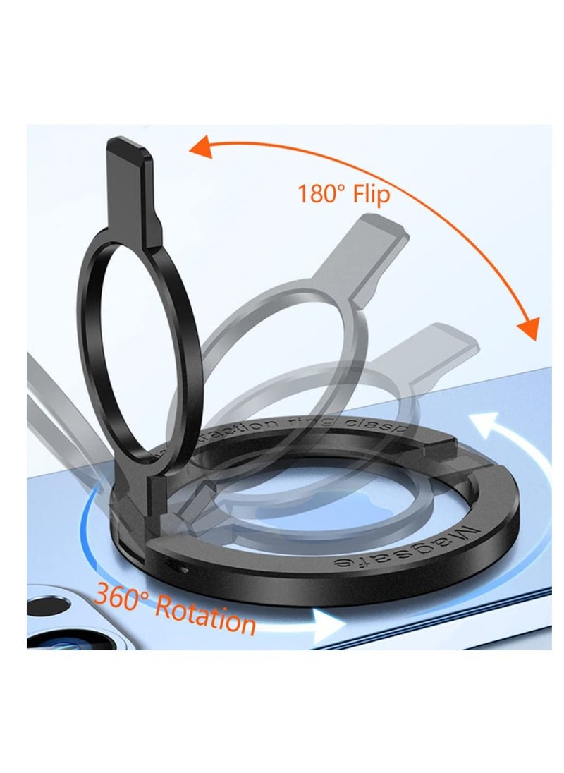 Excefore - Magnetic Phone Ring Holder, Adjustable Zinc Alloy Phone Ring Holder, for Magsafe Phone Ring Stand Holder, Compatible with iPhone 14/13/12 Series and Phones with Magnetic Suction Case(Black) - Image 1